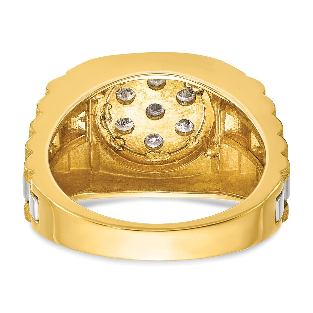 14K Bicolor-Gold Herren-Ring mit 0,5K Diamanten, komplett besetzt