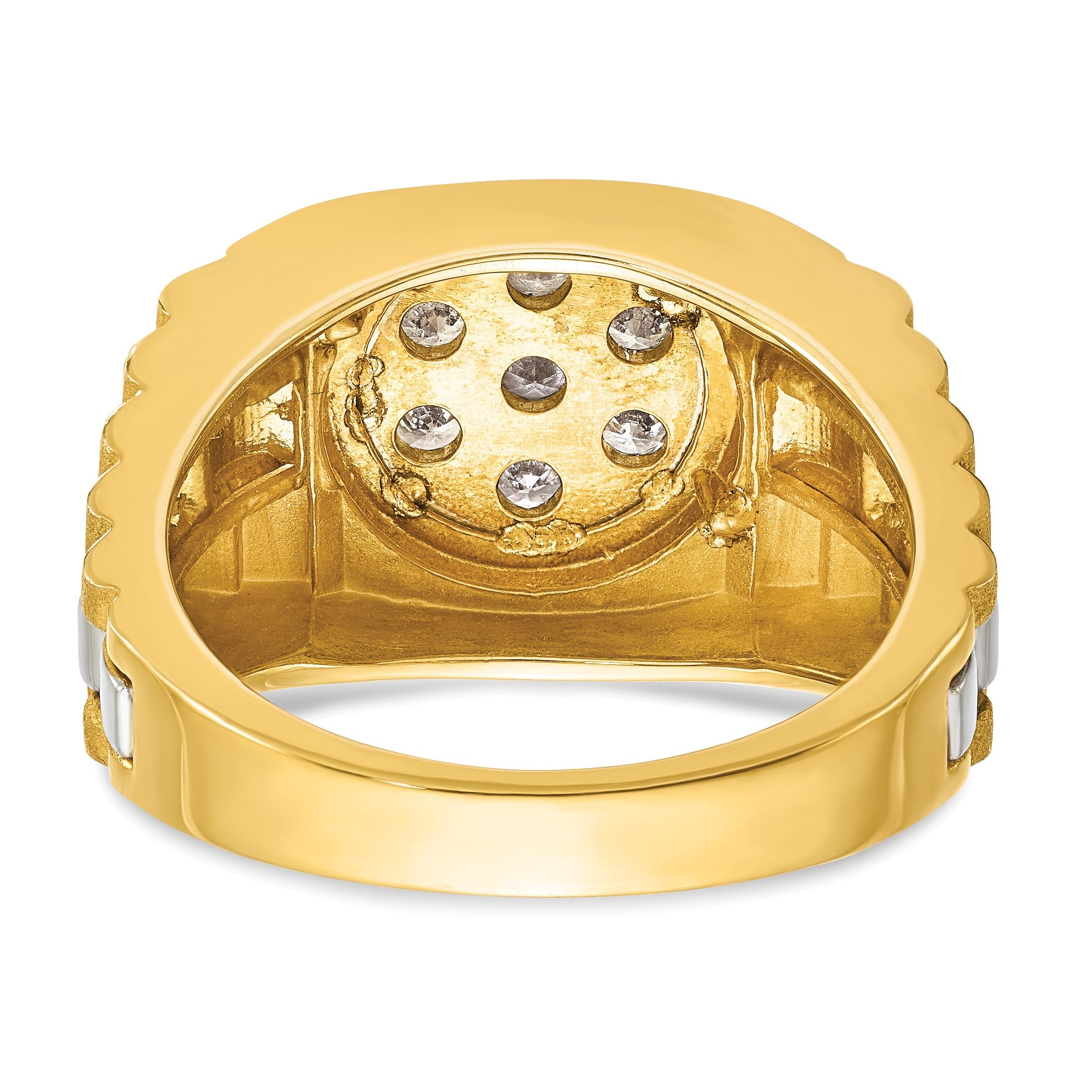 14K Bicolor Ring mit 0,5 ct. Labor gezüchteten Diamanten VS/SI+ G+, komplett gerippt, Cluster, Herren