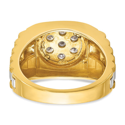 14K Bicolor Ring mit 0,5 ct. Labor gezüchteten Diamanten VS/SI+ G+, komplett gerippt, Cluster, Herren
