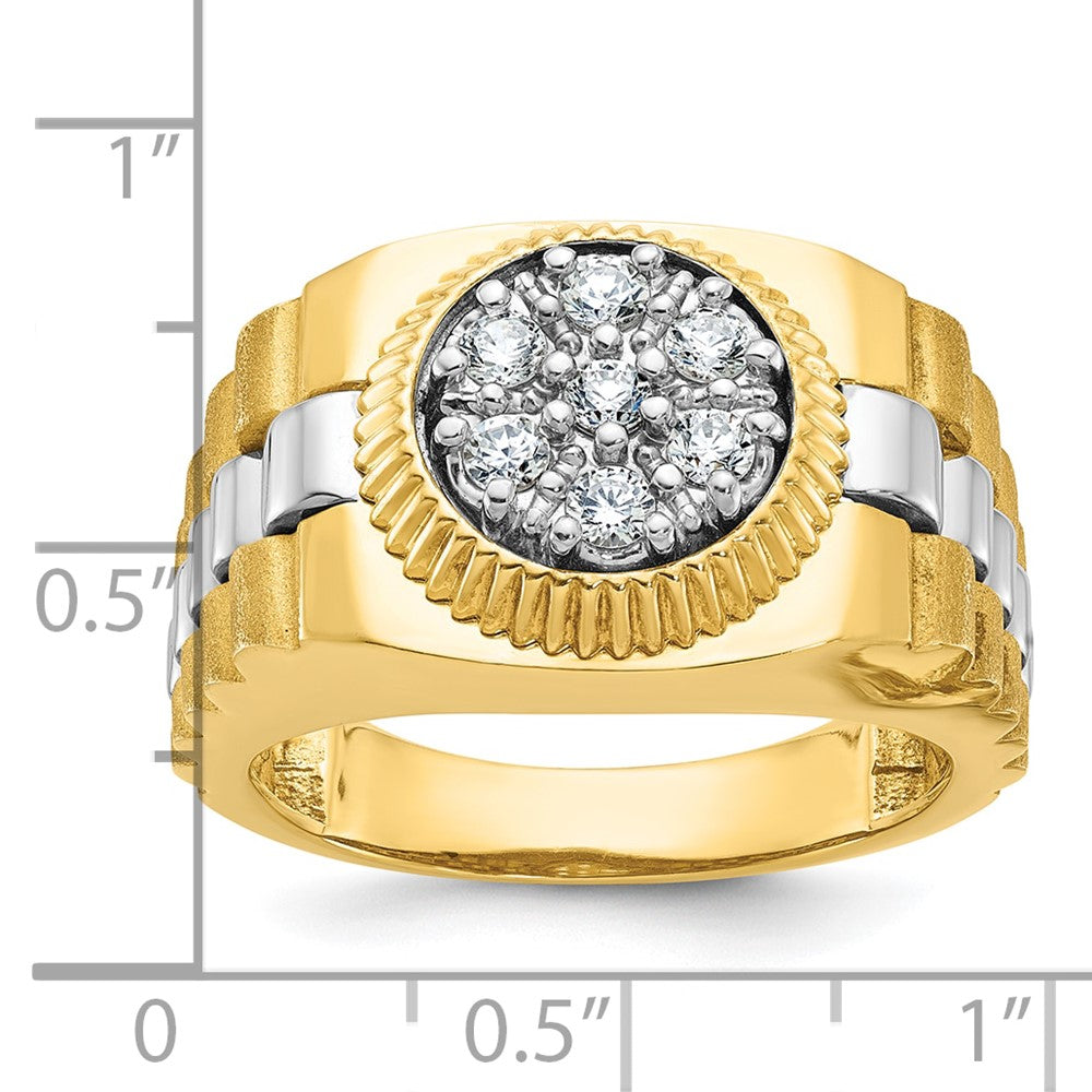 14K Bicolor-Gold Herren-Ring mit 0,5K Diamanten, komplett besetzt
