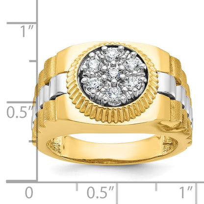 14K Bicolor-Gold Herren-Ring mit 0,5K Diamanten, komplett besetzt