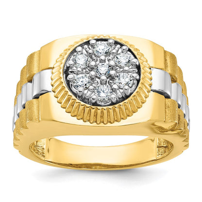 14K Bicolor Ring mit 0,5 ct. Labor gezüchteten Diamanten VS/SI+ G+, komplett gerippt, Cluster, Herren