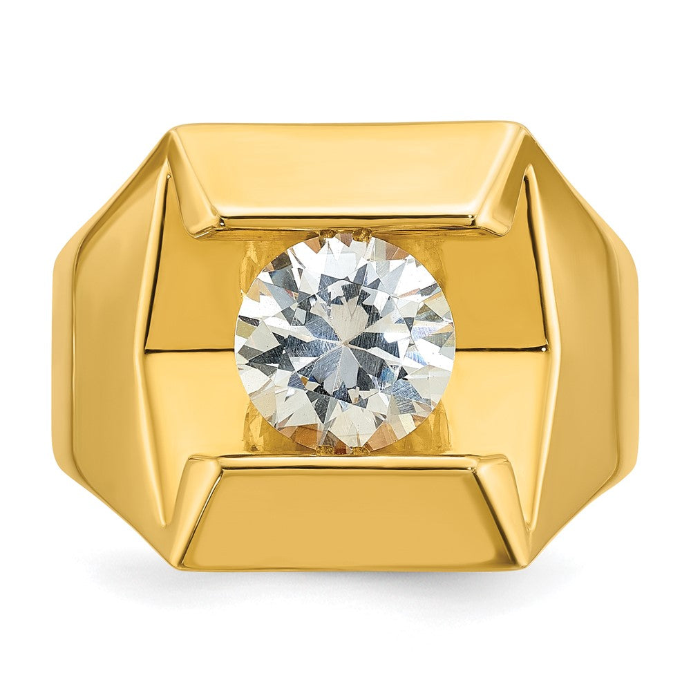 14K Gelbgold Herrenring mit 2,5 ct. im Labor gezüchteten Diamanten, VS/SI+ G+