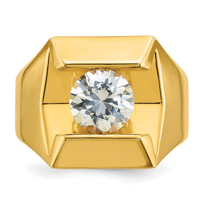 14K Gelbgold Herrenring mit 2,5 ct. im Labor gezüchteten Diamanten, VS/SI+ G+