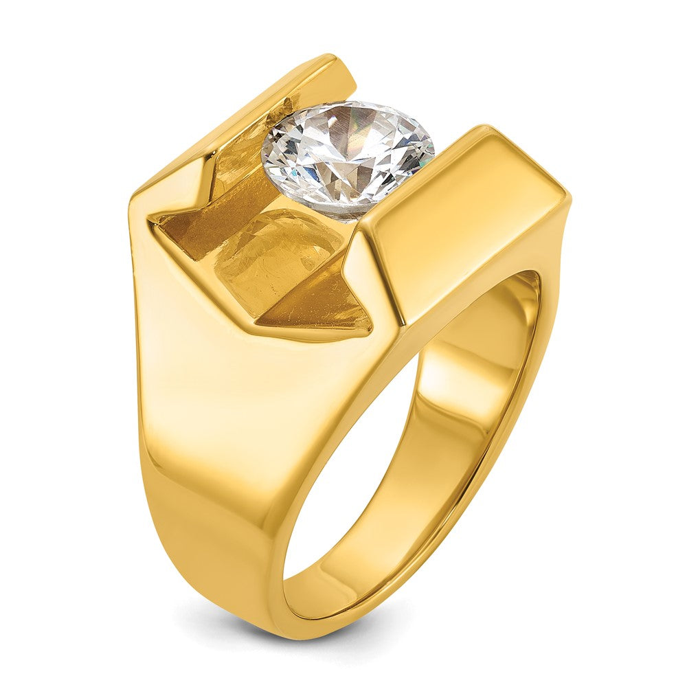 14K Gelbgold Herrenring mit 2,5 ct. im Labor gezüchteten Diamanten, VS/SI+ G+