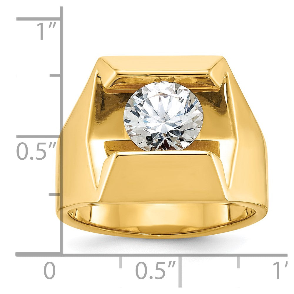 14K Gelbgold Herrenring mit 2,5 ct. im Labor gezüchteten Diamanten, VS/SI+ G+