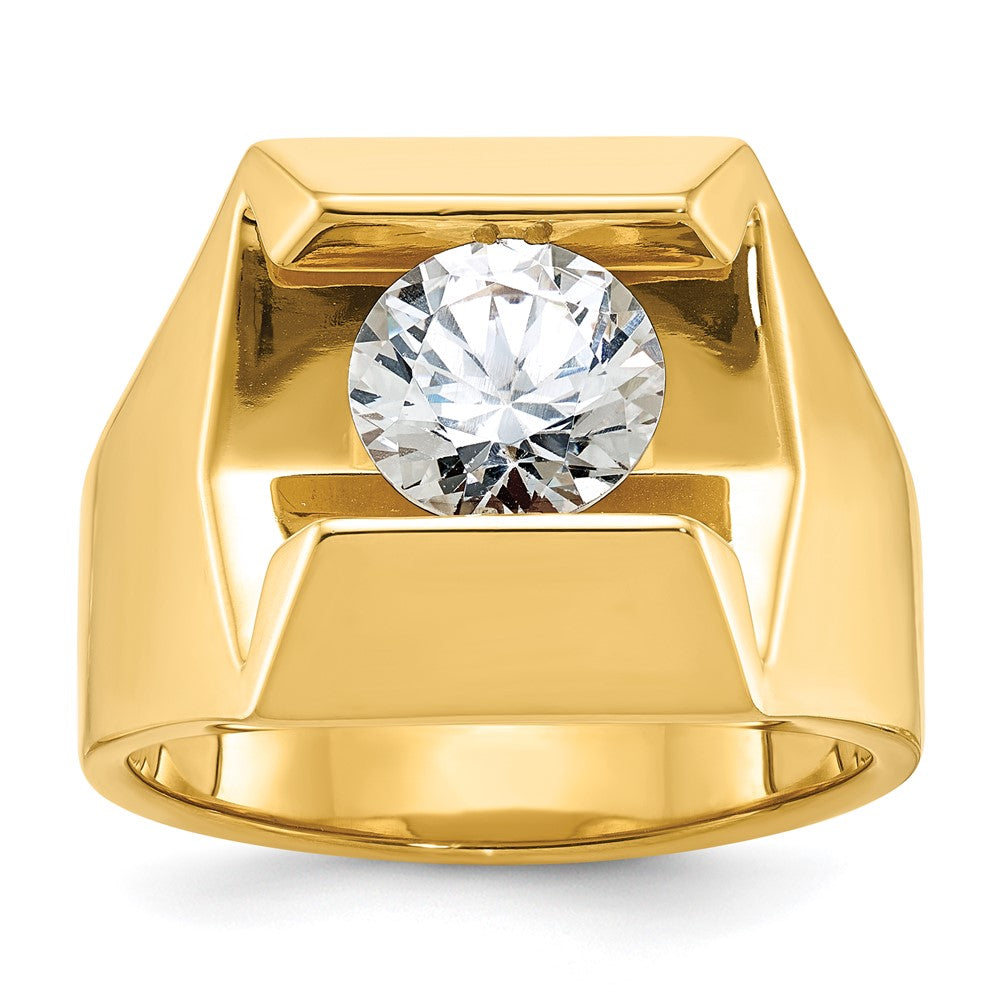 14K Gelbgold Herrenring mit 2,5 ct. im Labor gezüchteten Diamanten, VS/SI+ G+