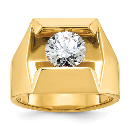 14K Gelbgold Herrenring mit 2,5 ct. im Labor gezüchteten Diamanten, VS/SI+ G+
