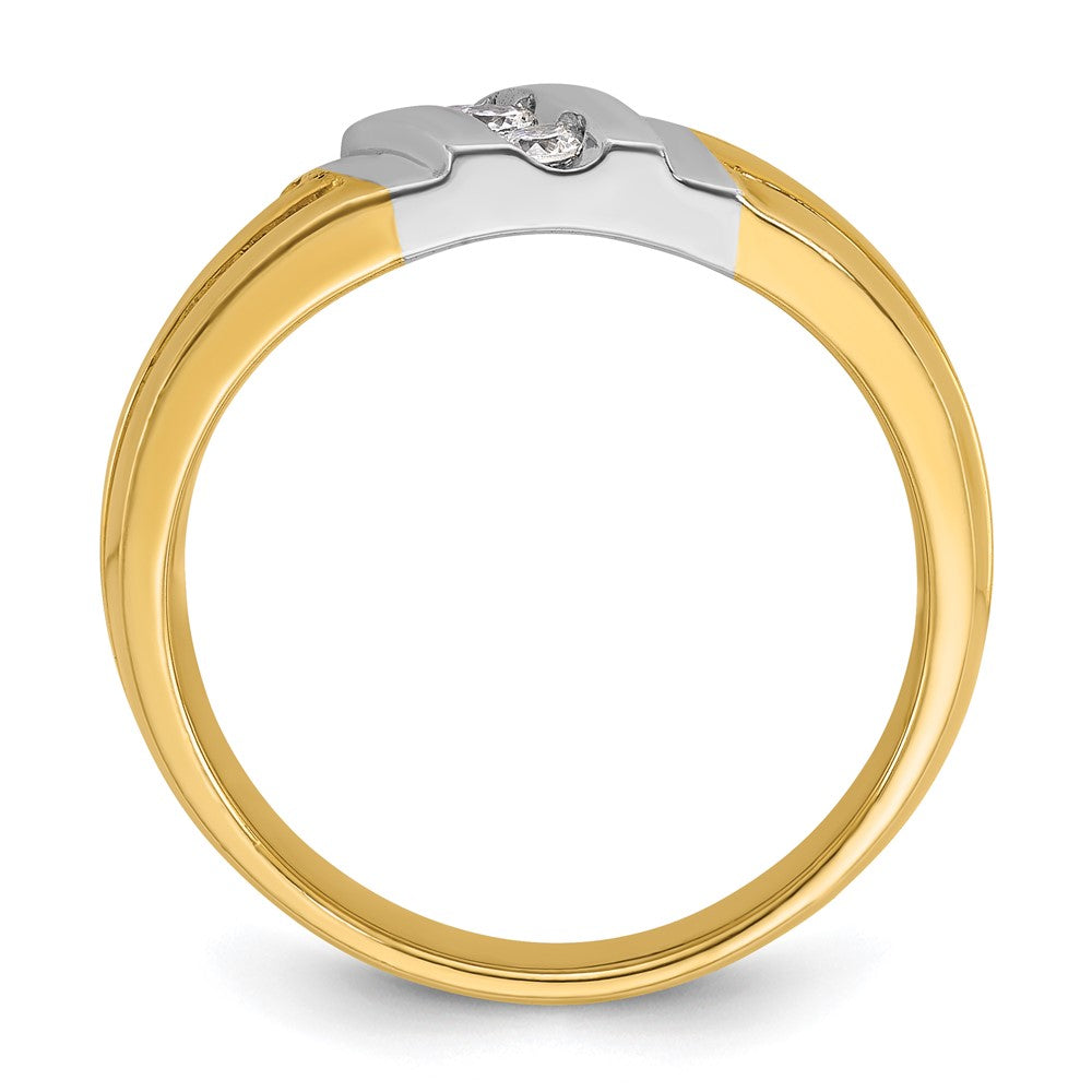 14K Zweifarbiges Gold Herren-Diamantring mit 0,2K, komplett