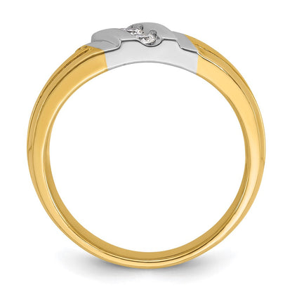 14K Zweifarbiges Gold Herren-Diamantring mit 0,2K, komplett