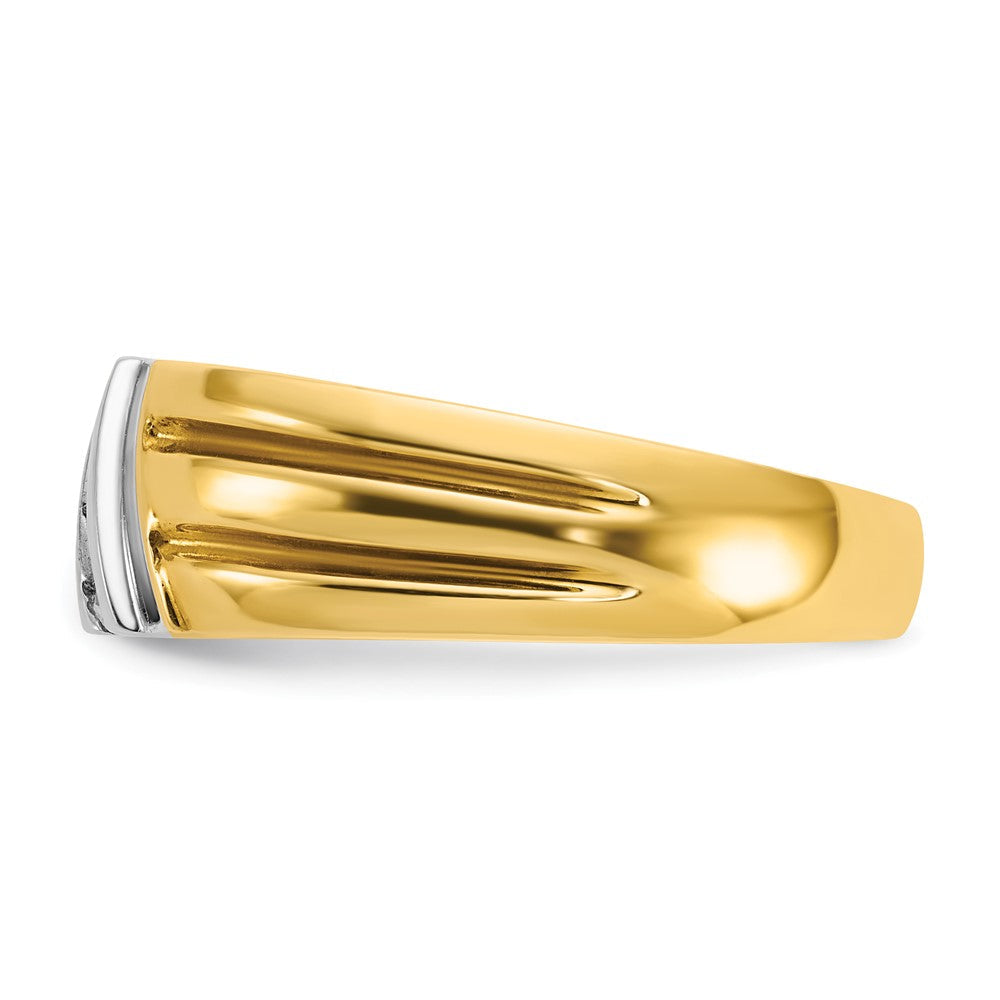 14K Zweifarbiges Gold Herren-Diamantring mit 0,2K, komplett