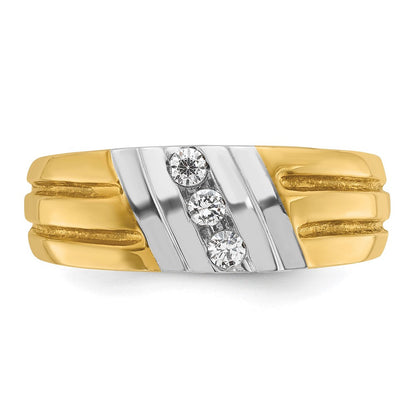 14K Zweifarbiges Gold Herren-Diamantring mit 0,2K, komplett