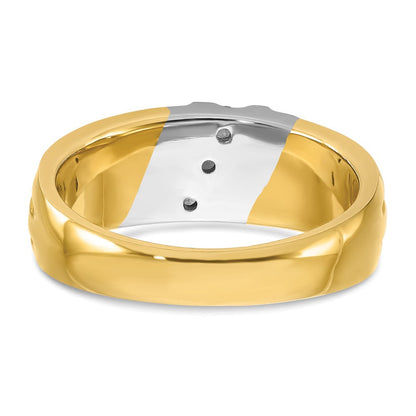 14K Zweifarbiges Gold Herren-Diamantring mit 0,2K, komplett