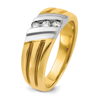 14K Zweifarbiges Gold Herren-Diamantring mit 0,2K, komplett