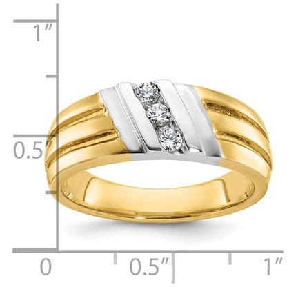 14K Zweifarbiges Gold Herren-Diamantring mit 0,2K, komplett