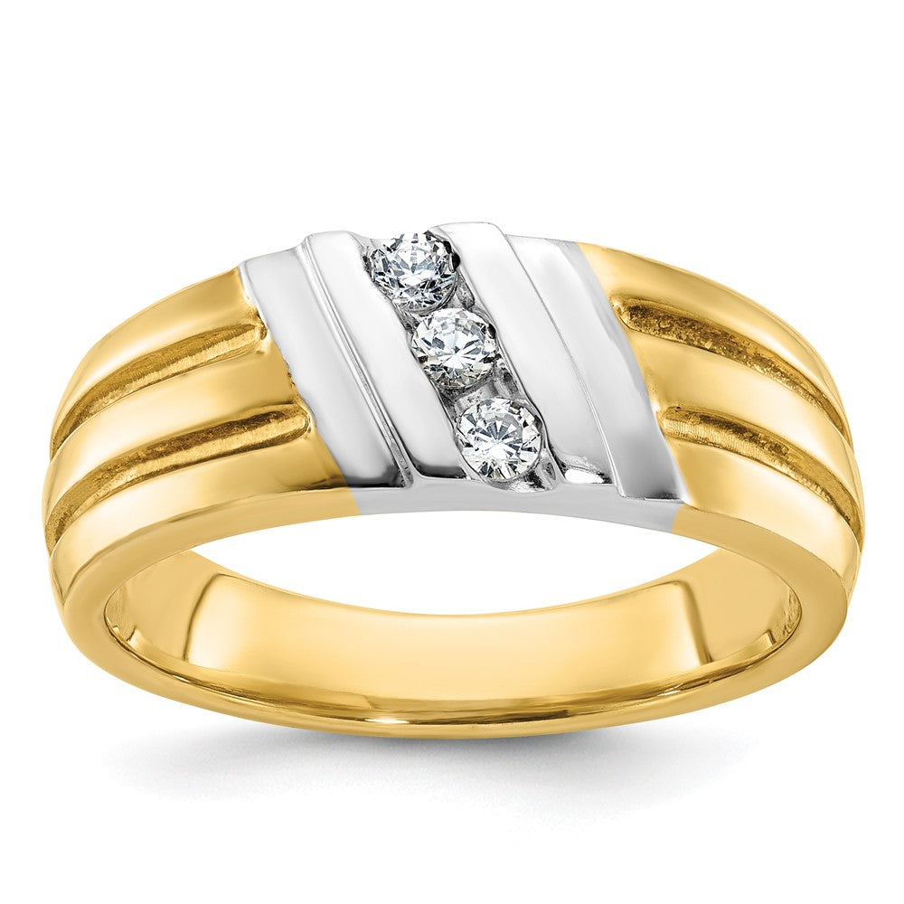 14K Zweifarbiges Gold Herren-Diamantring mit 0,2K, komplett