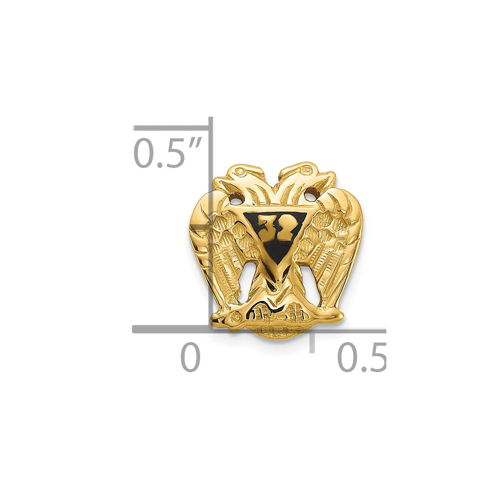 14K Gelbgold Herren Strukturiert & Emailliert 32 Degree Scottish Rite Krawatten Brosche / Revers