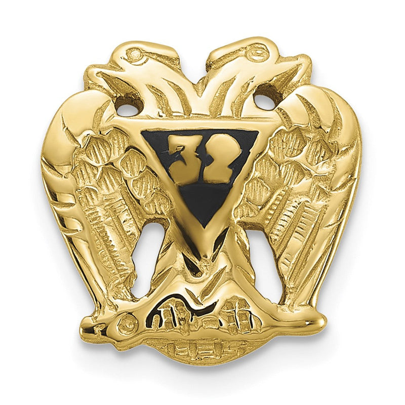 14K Gelbgold Herren Strukturiert & Emailliert 32 Degree Scottish Rite Krawatten Brosche / Revers
