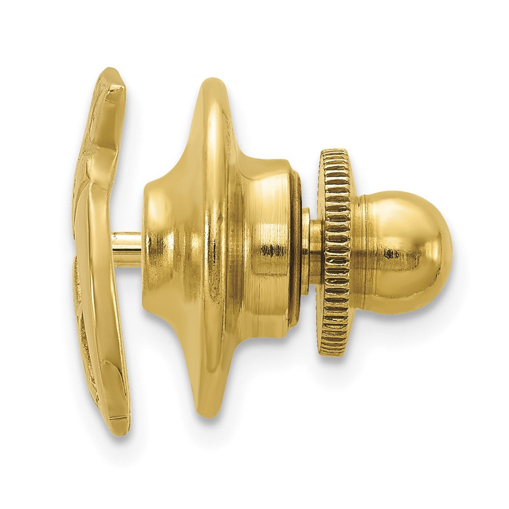 14K Gelbgold Herren Poliert & Strukturiert mit Rot Emaille Freimaurer Shriner Krawatten / Anstecknadel
