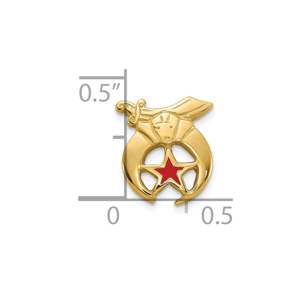 14K Gelbgold Herren Poliert & Strukturiert mit Rot Emaille Freimaurer Shriner Krawatten / Anstecknadel
