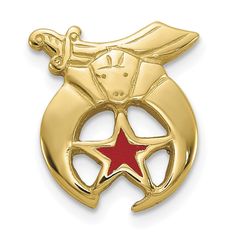 14K Gelbgold Herren Poliert & Strukturiert mit Rot Emaille Freimaurer Shriner Krawatten / Anstecknadel