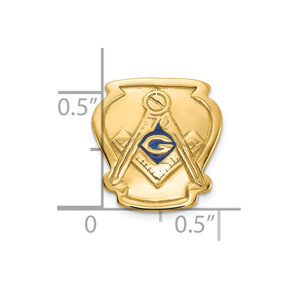14K Gelbgold Herren Poliert, Strukturiert und Emailliert Freimaurer Krawatten Brosche / Anstecknadel