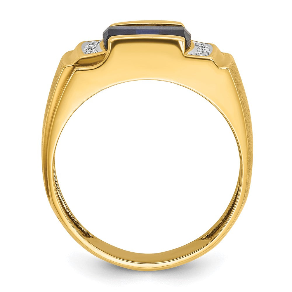 10K Gelbgold Ibgoodman Herren Cr. Saphir und Diamant Komplett Ring
