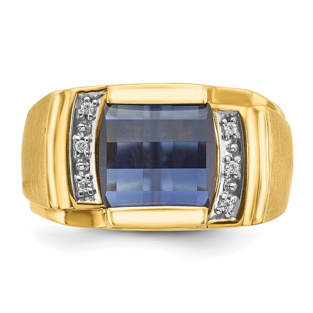 10K Gelbgold Ibgoodman Herren Cr. Saphir und Diamant Komplett Ring