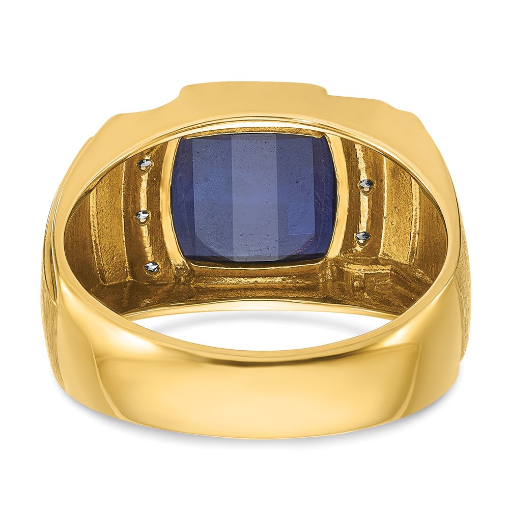 10K Gelbgold Ibgoodman Herren Cr. Saphir und Diamant Komplett Ring
