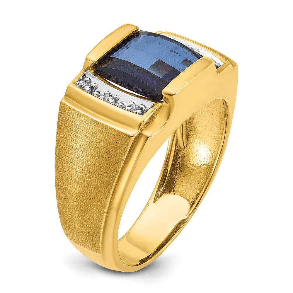 10K Gelbgold Ibgoodman Herren Cr. Saphir und Diamant Komplett Ring