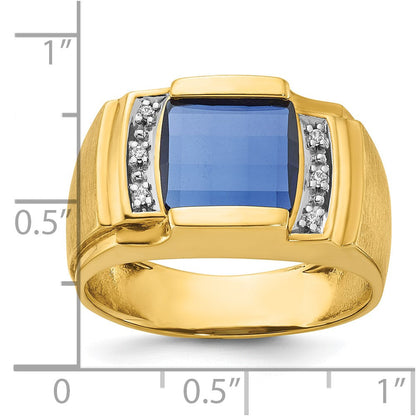 10K Gelbgold Ibgoodman Herren Cr. Saphir und Diamant Komplett Ring