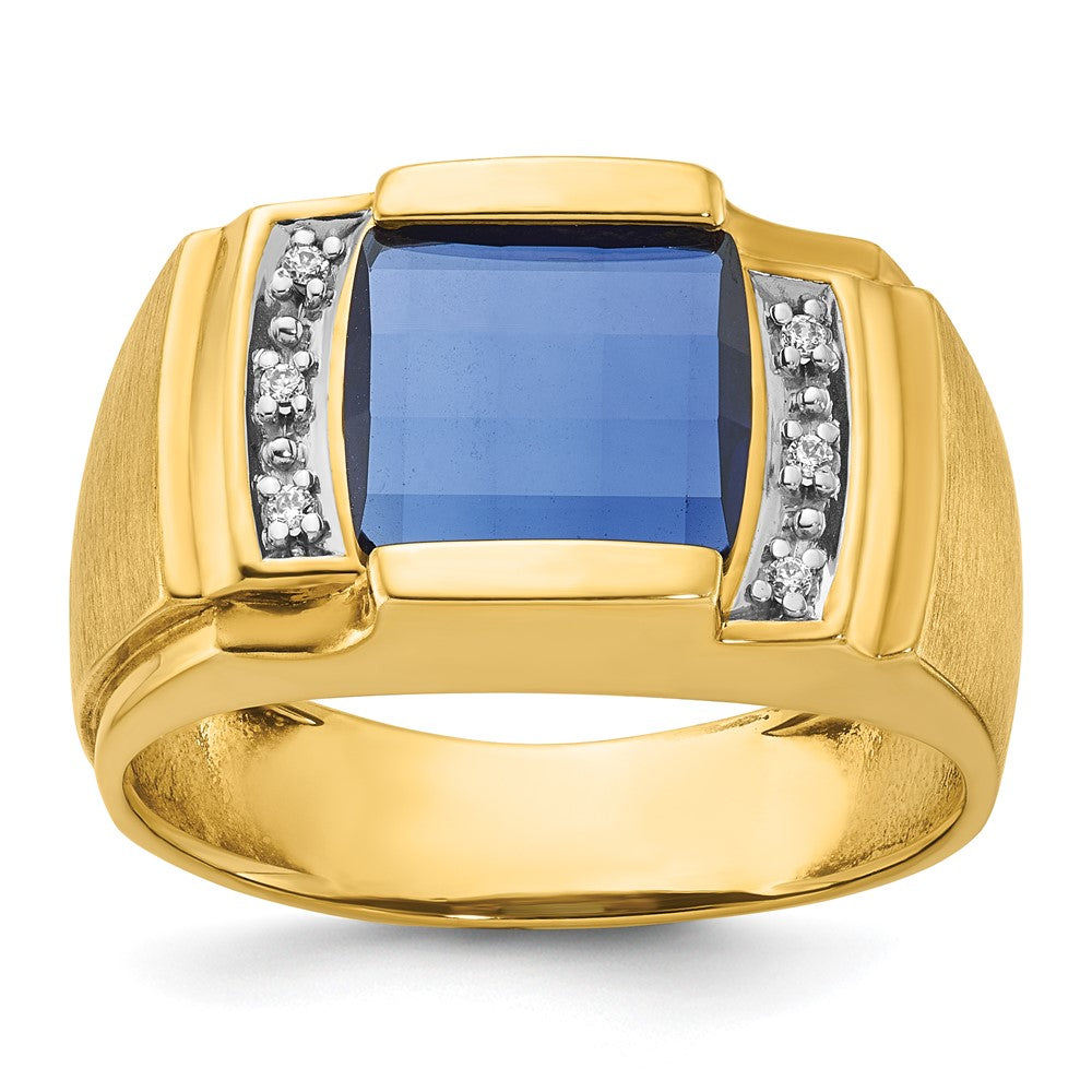 10K Gelbgold Ibgoodman Herren Cr. Saphir und Diamant Komplett Ring