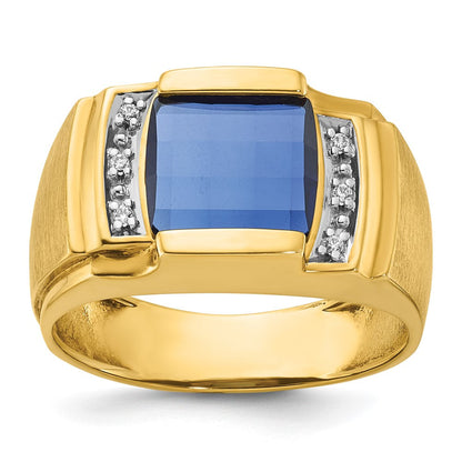 10K Gelbgold Ibgoodman Herren Cr. Saphir und Diamant Komplett Ring