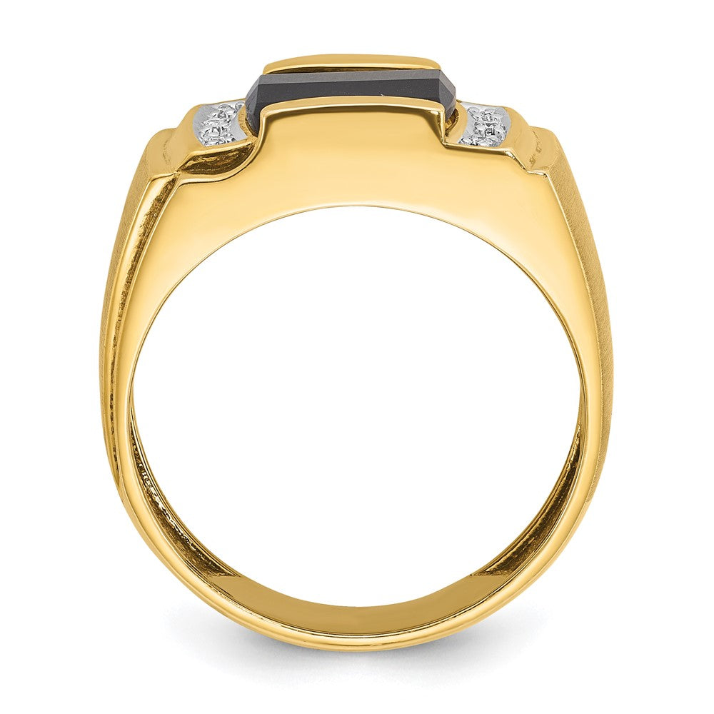 10K Gelbgold Ibgoodman Herren Onyx und Diamant Komplett Ring