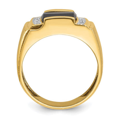 10K Gelbgold Ibgoodman Herren Onyx und Diamant Komplett Ring