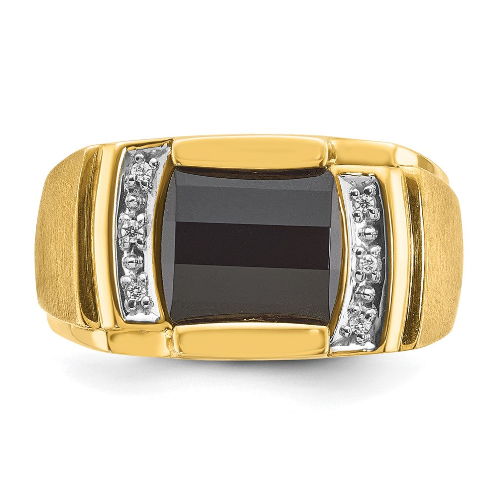 10K Gelbgold Ibgoodman Herren Onyx und Diamant Komplett Ring