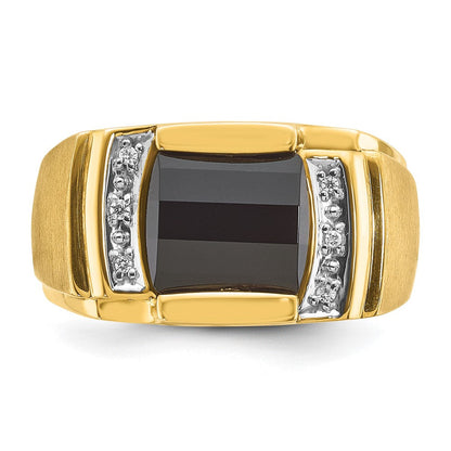 10K Gelbgold Ibgoodman Herren Onyx und Diamant Komplett Ring