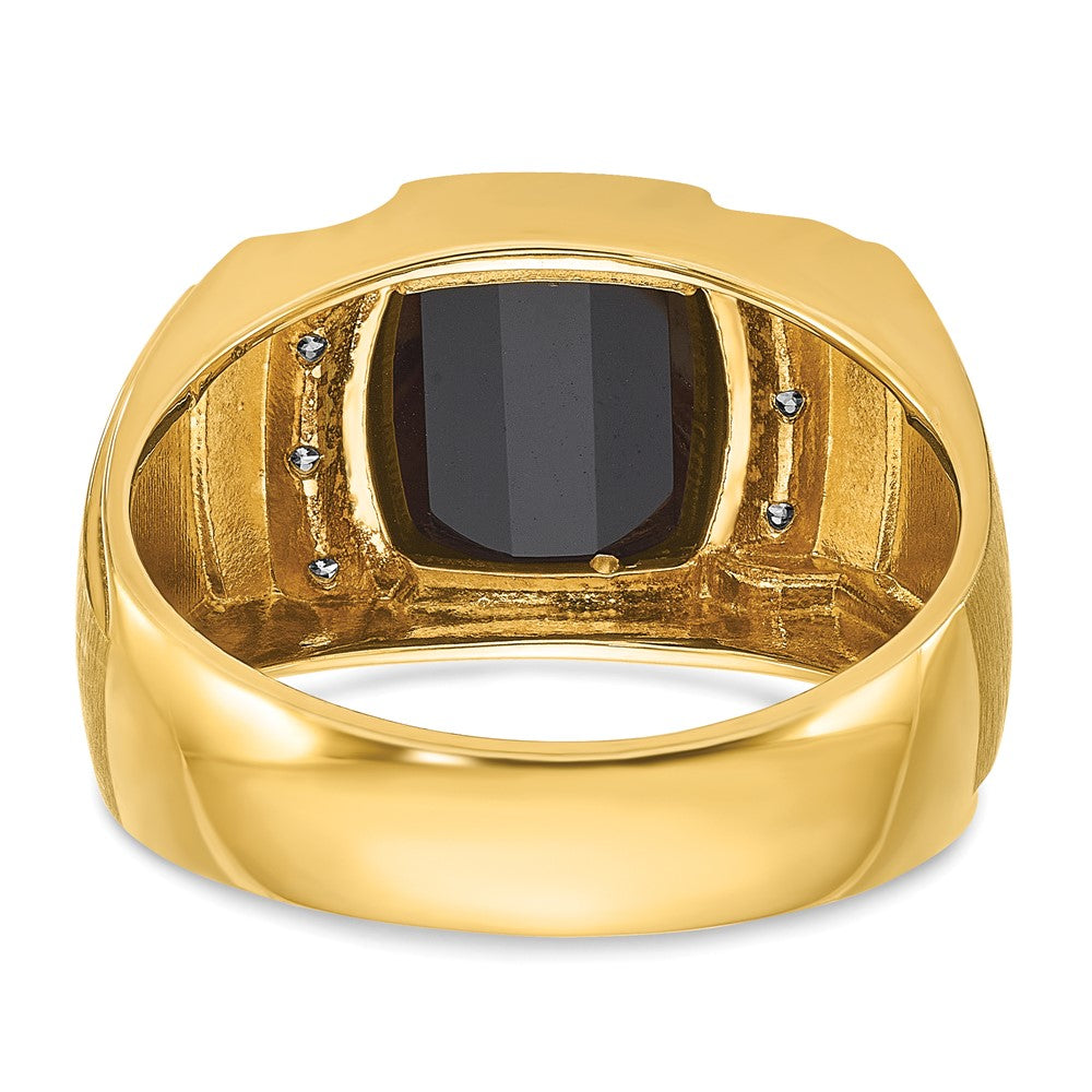 10K Gelbgold Ibgoodman Herren Onyx und Diamant Komplett Ring
