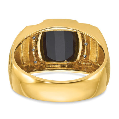 10K Gelbgold Ibgoodman Herren Onyx und Diamant Komplett Ring