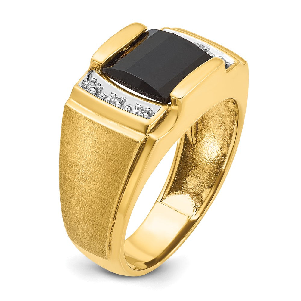 10K Gelbgold Ibgoodman Herren Onyx und Diamant Komplett Ring