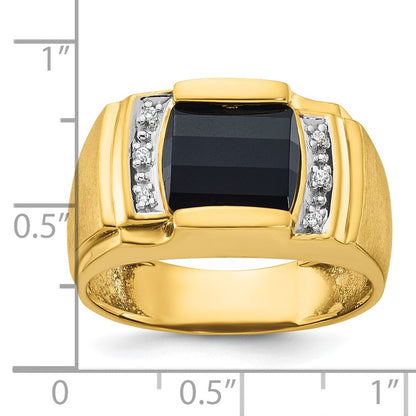 10K Gelbgold Ibgoodman Herren Onyx und Diamant Komplett Ring