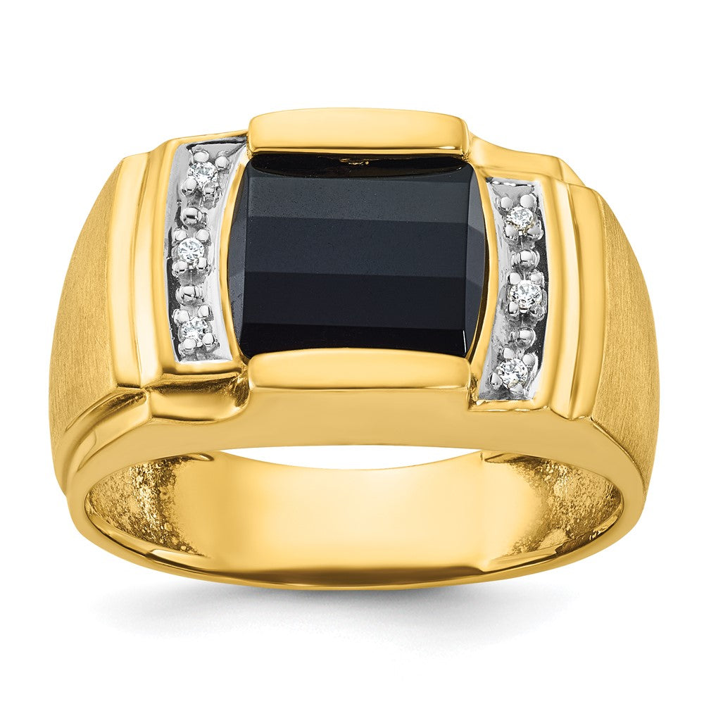 10K Gelbgold Ibgoodman Herren Onyx und Diamant Komplett Ring