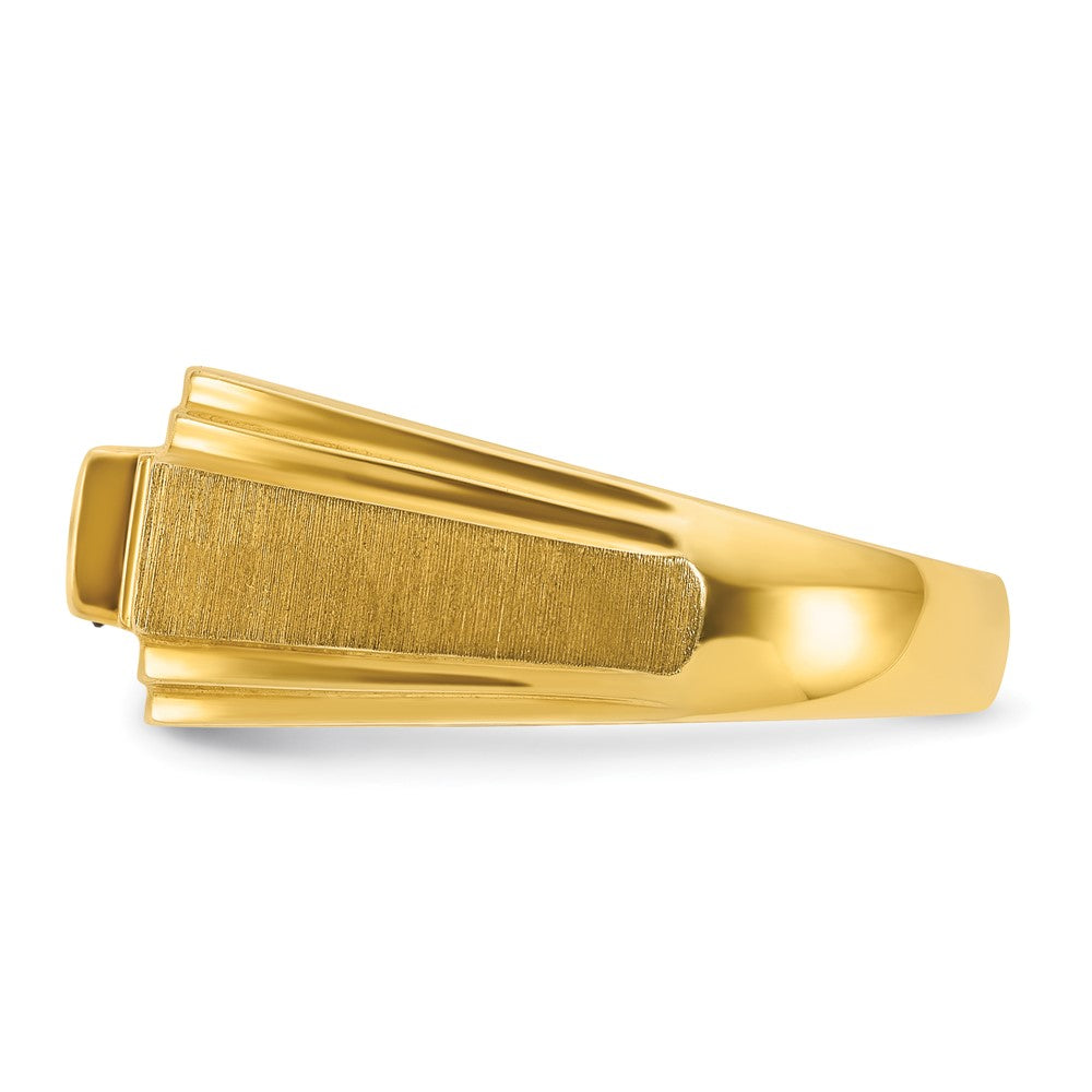 10K Gelbgold Ibgoodman Herren Cr.sapphire und Diamant Satiniert Komplett Ring