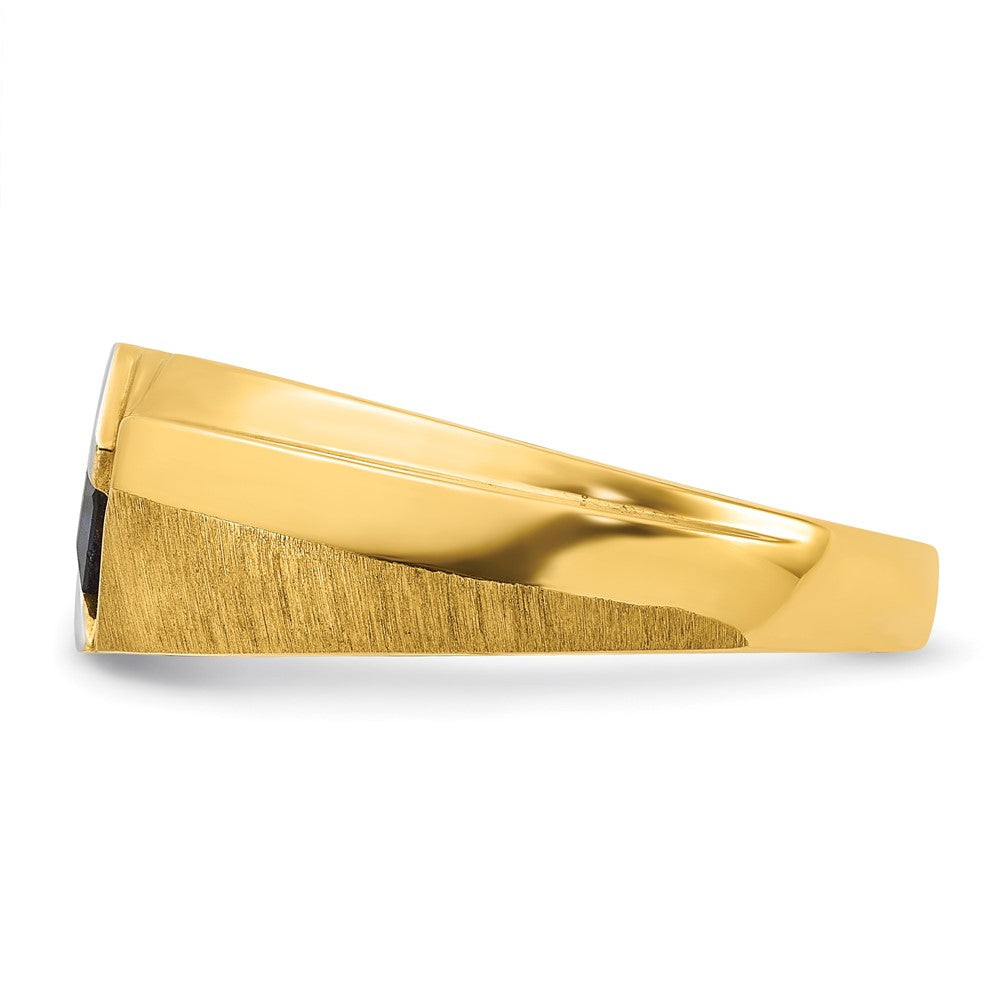 10K Gelbgold Ibgoodman Herren Cr.sapphire und Diamant Satiniert Komplett Ring