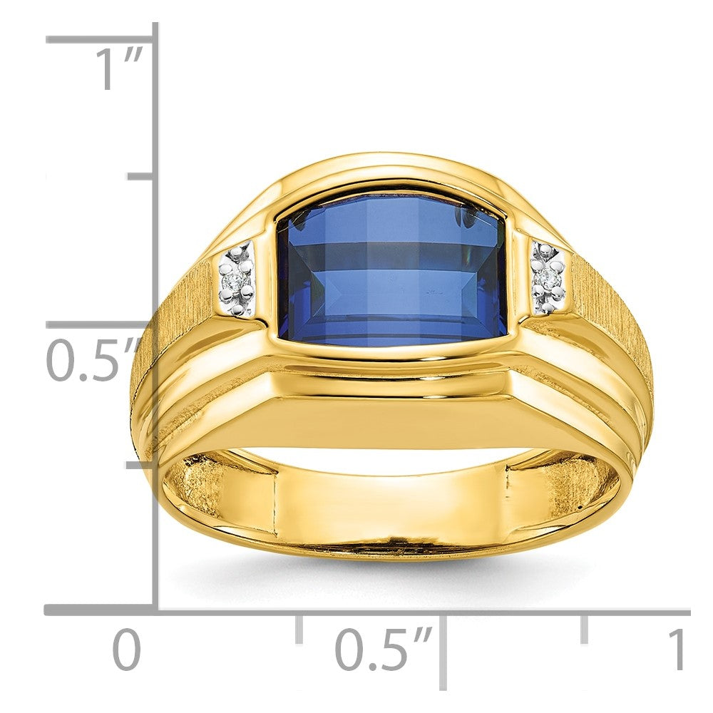 10K Gelbgold Ibgoodman Herren Poliert/satin Cr. Saphir und Diamant Komplett Ring