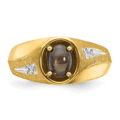 10K Gelbgold Ibgoodman Herren Satiniert Schwarz Stern Saphir und Diamant Komplett Ring