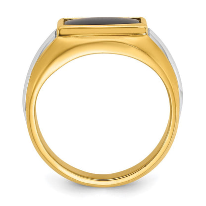 14K Bicolor Gold Herren-Siegelring mit Onyx