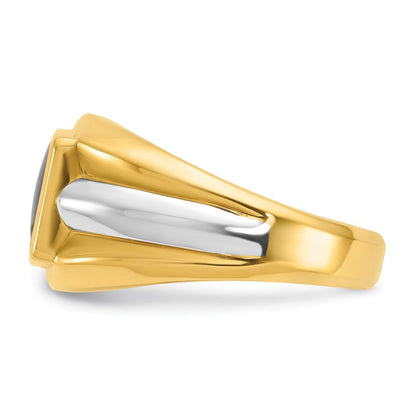 14K Bicolor Gold Herren-Siegelring mit Onyx
