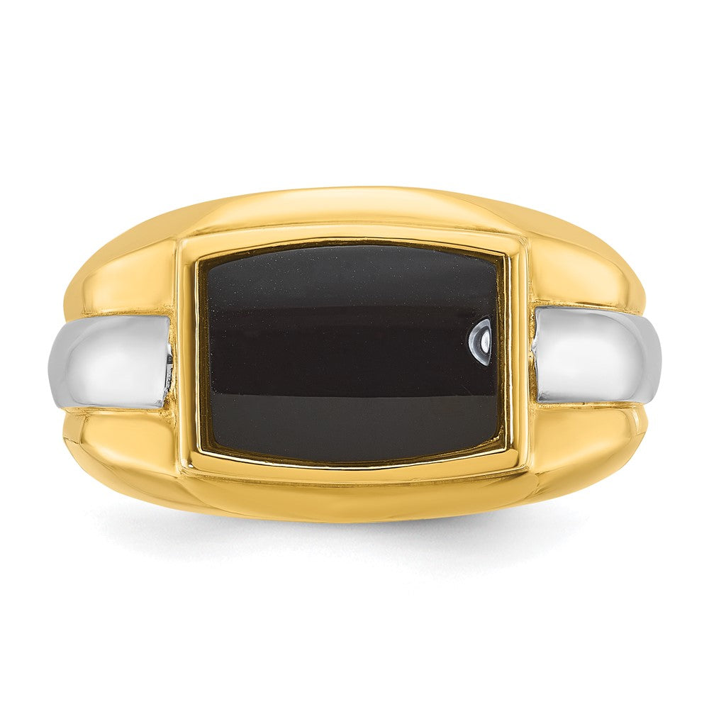 14K Bicolor Gold Herren-Siegelring mit Onyx