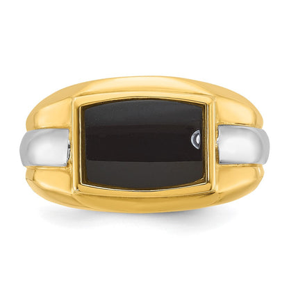 14K Bicolor Gold Herren-Siegelring mit Onyx